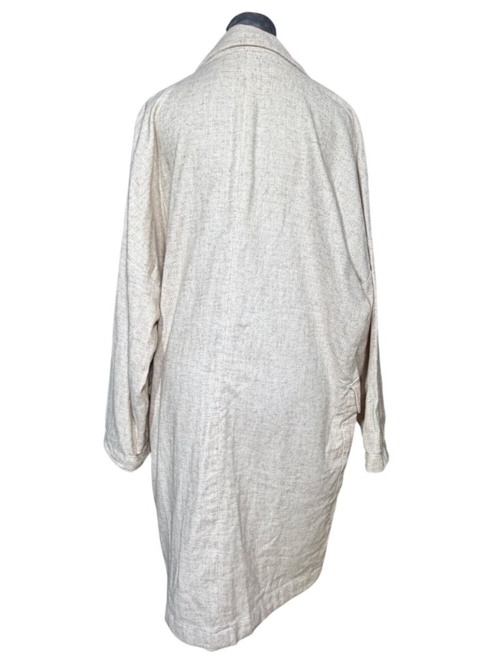 Oversized Zara Beige Linen Blend Single-Button Womens Blazer Coat With Pockets S - Picture 5 of 11